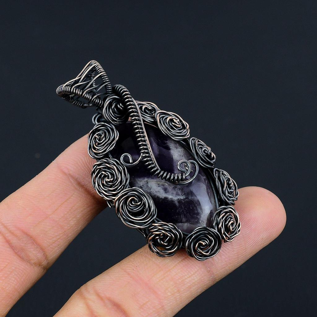 Sage Amethyst  Pendant, Gemstone 999 Copper Wire Wrapped Jewelry Pendant, Handmade Jewelry Birthstone Pendant, Gift For Him