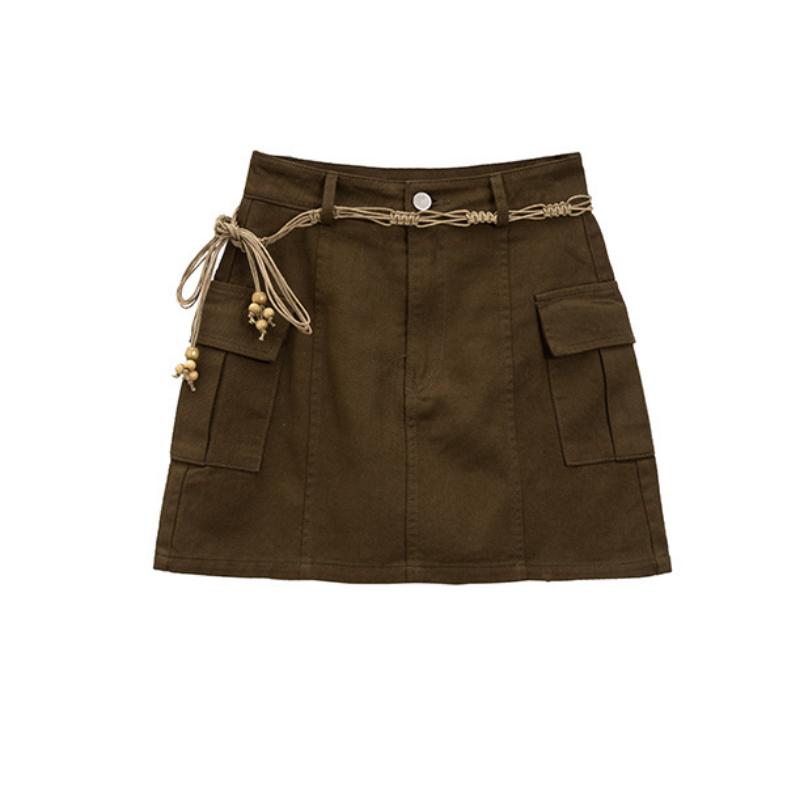 

Джинсовая полуюбка Tooling, сексуальная женская юбка трапециевидной формы с высокой талией, короткие брюки-кюлоты с ягодицами, НОВАЯ мода на весну и лето 2XL коричневый