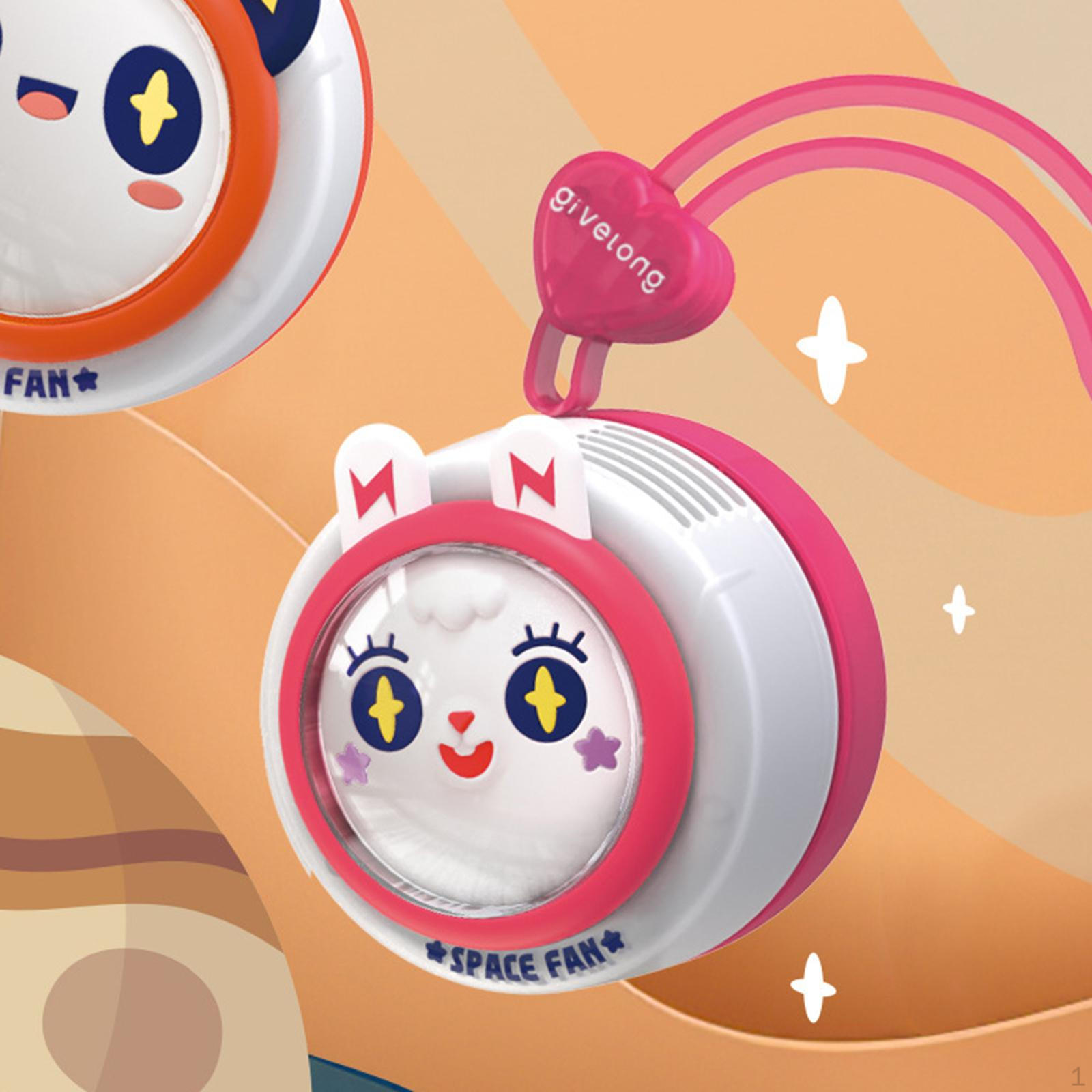 Compact Neck Fan for Children - Portable USB Rechargeable Personal Cooling Device Rabbit