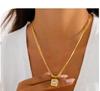 Rhinestone Peach Heart Snake Bone Chain Necklace: Women's Double-Layer Stainless Steel Jewelry with High-End Luxury Design