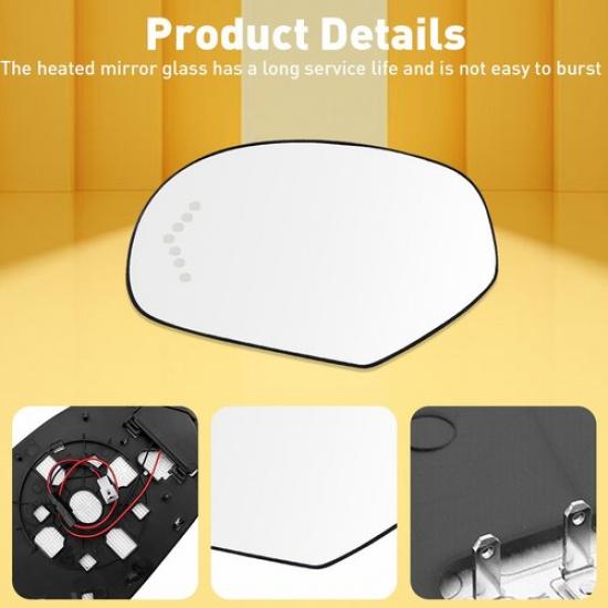 Mirror Glass Heated Turn Signal Driver Side LH For 2007-2013 Chevy GMC Cadillac