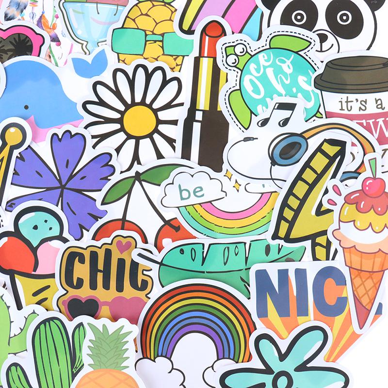 50Pcs Cute Cartoon Stickers Laptop Luggage Guitar Bicycle Skateboard Decals