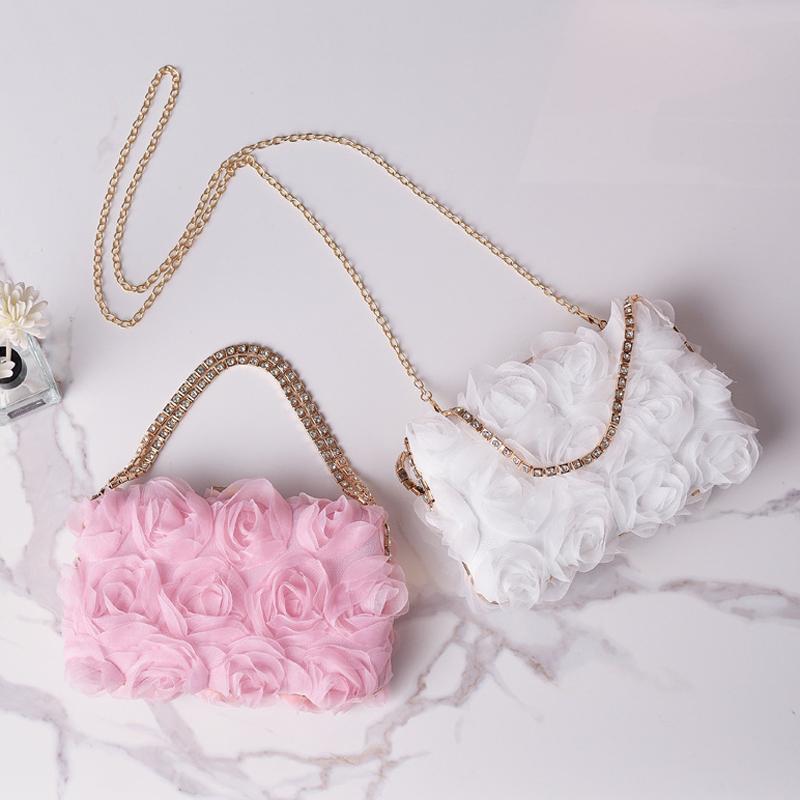 Flower Designer Clutch Bag Diamond Chain Phone Cross Bag Crystals Bling Elegant Party Handbags Luxury Top Quality Clutch Purses