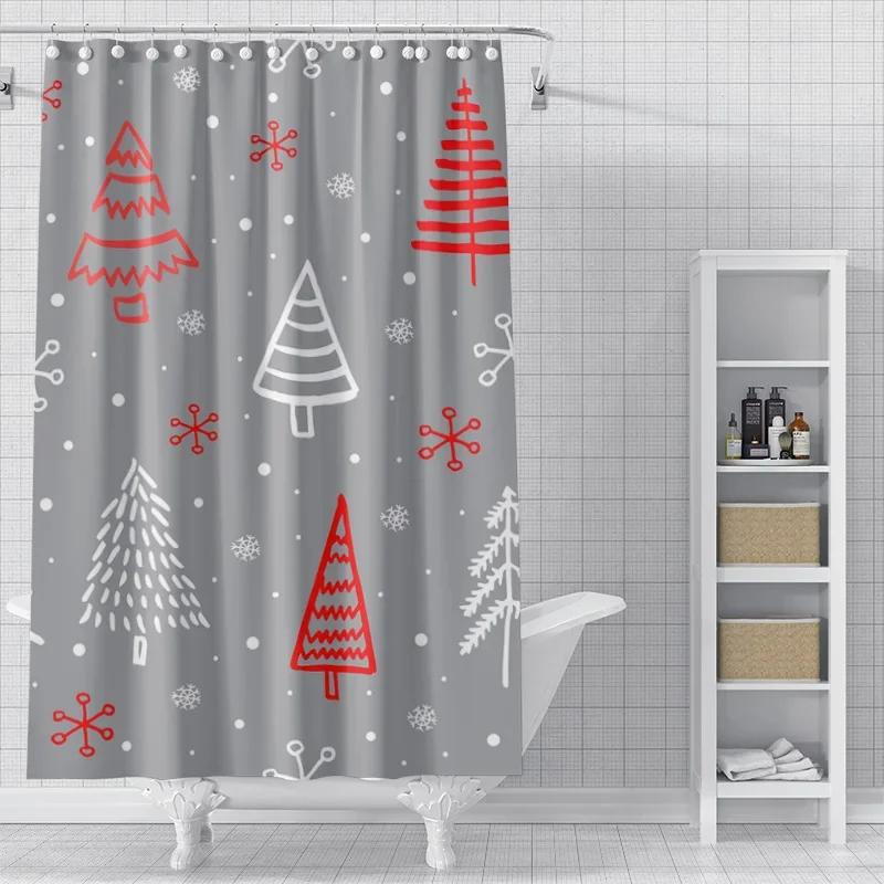 Home decoration shower curtains for bathroom waterproof curtain fabric Modern Nordic style Living Room Merry Christmas winter