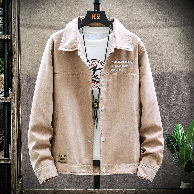 Men's Spring and Autumn New Autumn Korean Style Trendy Retro Workwear Denim Casual Winter Wear Velvet Jacket