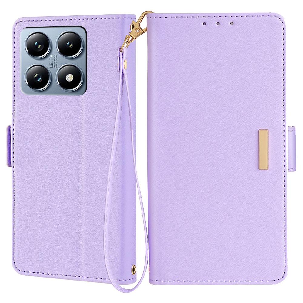 For Xiaomi 14T Pro Leather Wallet Case RFID Blocking Stand Cover with Hand Strap
