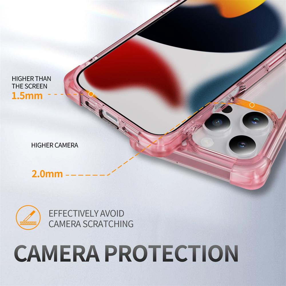 Clear Frosted Corners Armor Phone Case For iPhone 16 15 14 Plus 13 12 11 Pro Max X R XS 7 8 SE Solid Color Frame Protector Cover