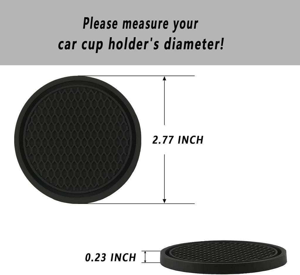 Car Cup Coasters, 4 Universal Non-Slip Cup Holders Embedded In Ornament Coasters, Car Interior Accessories (Black)