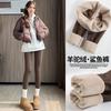 Fleece Thickened Shark Pants Women Wear New Autumn and Winter Thermal Cotton Pants Tight and Thin Coffee Leggings