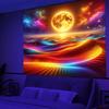 Ultraviolet cosmic vortex luminous tapestry, indoor mood to create atmosphere, psychedelic luminous art, bedroom decoration