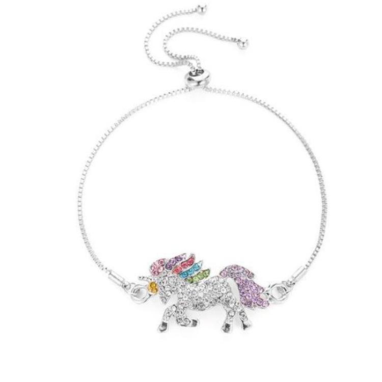 JMXD Цветной браслет-единорог со стразами Модный европейский стиль Женский браслет Милые животные Украшения Блестящий браслет в стиле фэнтези