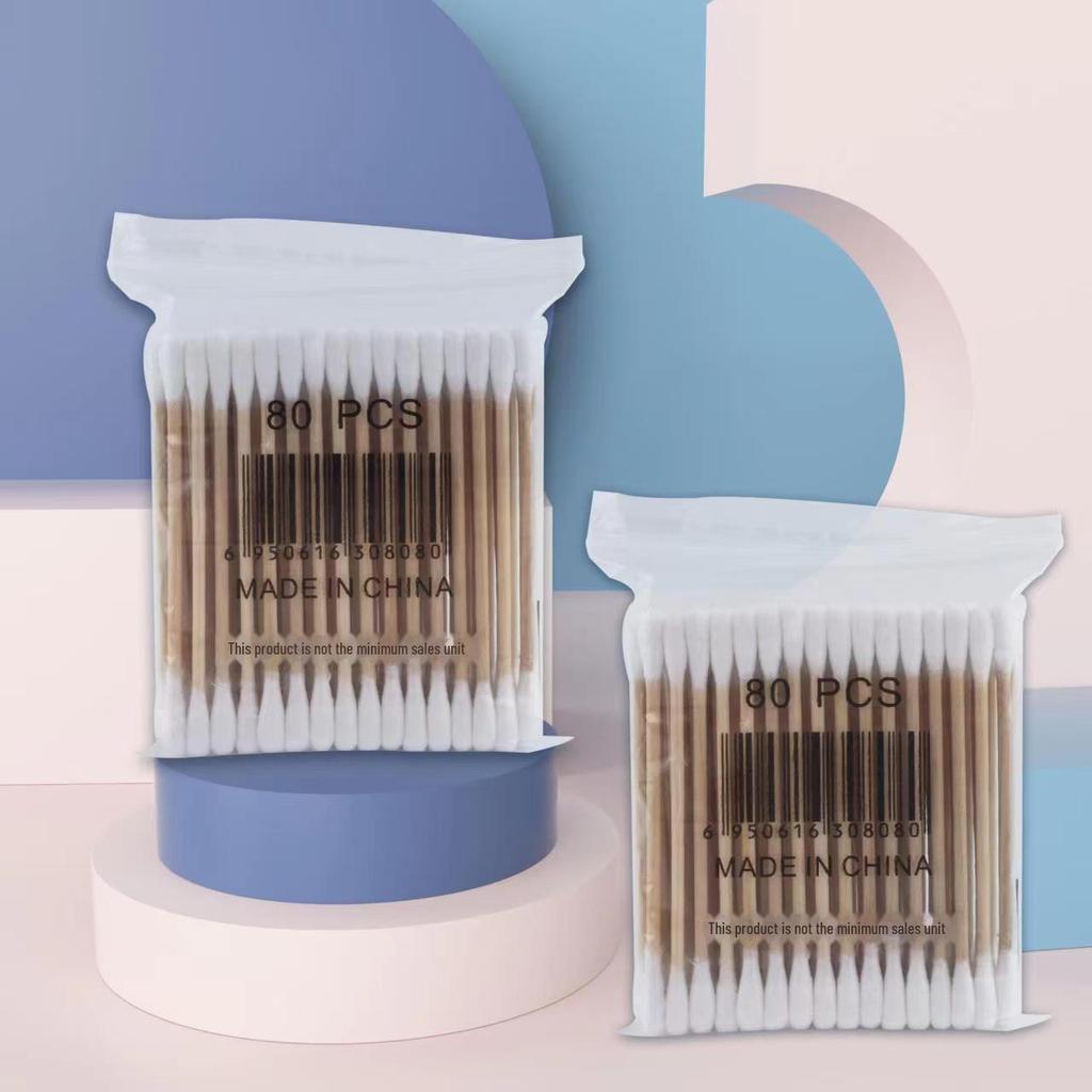 Multi-Color Double-Headed Spiral Cotton Swab Pack for Makeup Removal