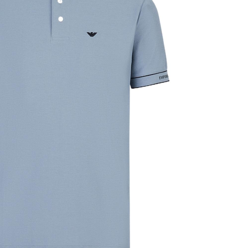 Emporio Armani Solid Color Logo Embroidered Short Sleeve Polo Shirt Men Tops Light-Blue 3R1F67-1JCYZ-0761