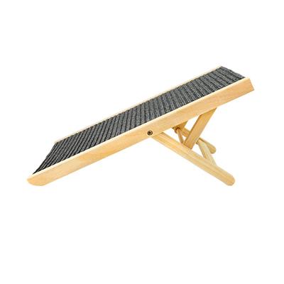 Wood Dog Ramp Height Adjustable Slip Resistance Foldable Pet Climbing Ladder for Sofa Bed Car Size: