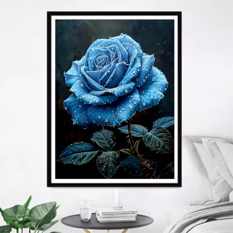 5d DIY Diamond Painting Cross Stitch Blue Rose Diamond Embroidery Flowers Mosaic Full Round Drill Home Decor