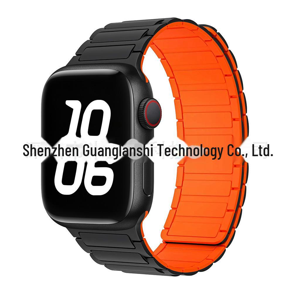 „Curea de culoare contrastantă din silicon magnetic S9 pentru Apple Watch Series 5-9”