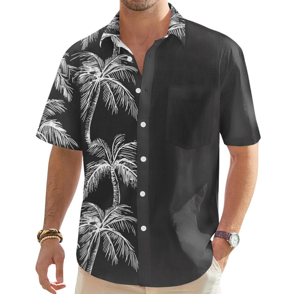 Men's Fashionable, Casual, Loose Short-sleeved Shirt With A Lapel And Comfortable Button Top