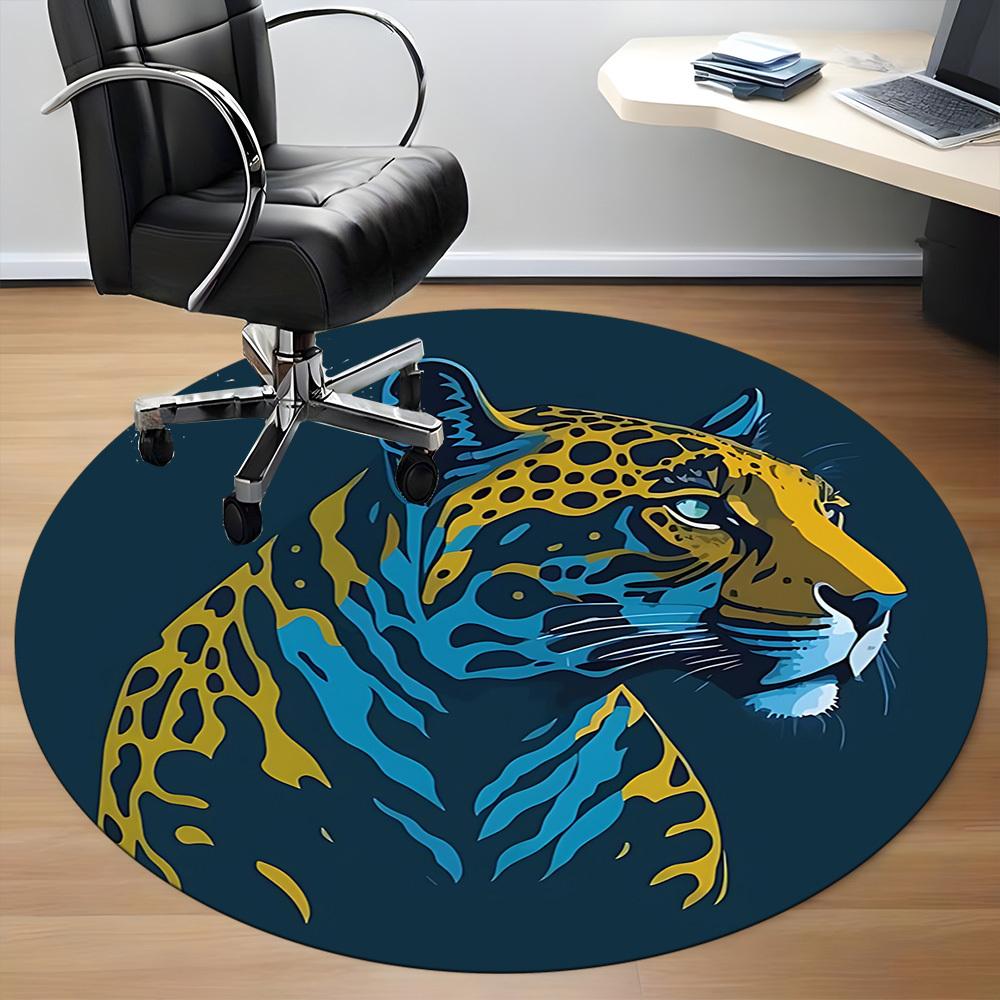 1 Stück Teppich mit Tigerdruck für das Büro, rutschfest, runder Teppich, weich und bequem, Teppich für das Büro, leichte runde Bodenmatte