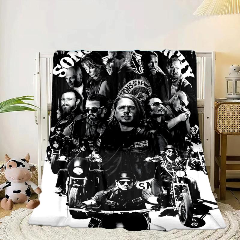 Sons Motorcycle Club Blanket Flannel Blanket for bed, sofa, Camping, Hiking, Picnic Essentials, gift for family Fan gifts