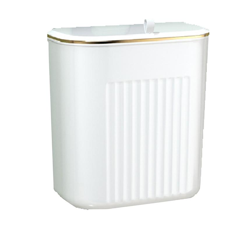 Promotion! 9L Cover Wall Mounted Trash Can With Lid Waste Bin Kitchen Cabinet Door Hanging Trash белый