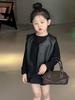 Girls' Korean Style Sleeveless Leather Jacket Vest - New Autumn 2025 Fashion for Babies and Children