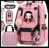Backpack Fashion Polyester Student Schoolbag Oxford Cloth Cartoon Children'S Backpack Satchel Pencil Case Set