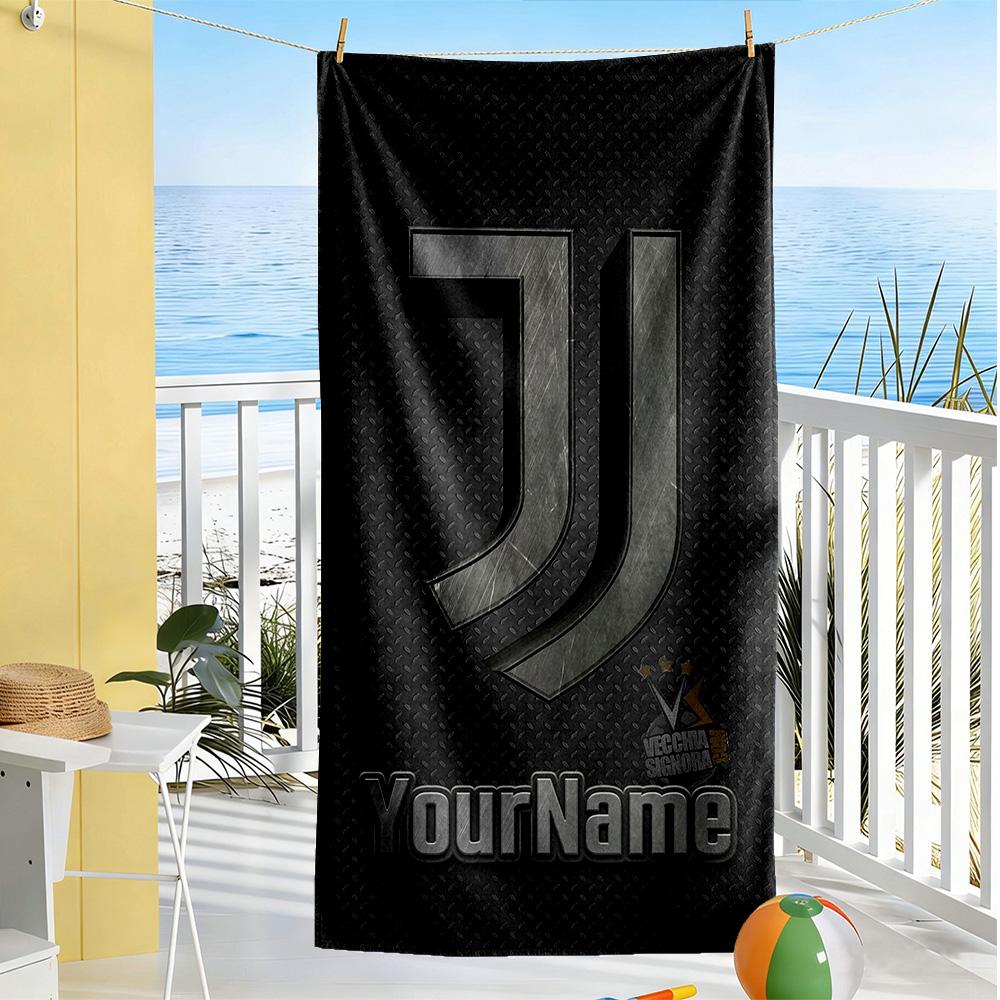 Juventus Customize Text Beach Towel Quick-Dry Soft Microfiber Perfect for Traveling Yoga Camping and Swimming
