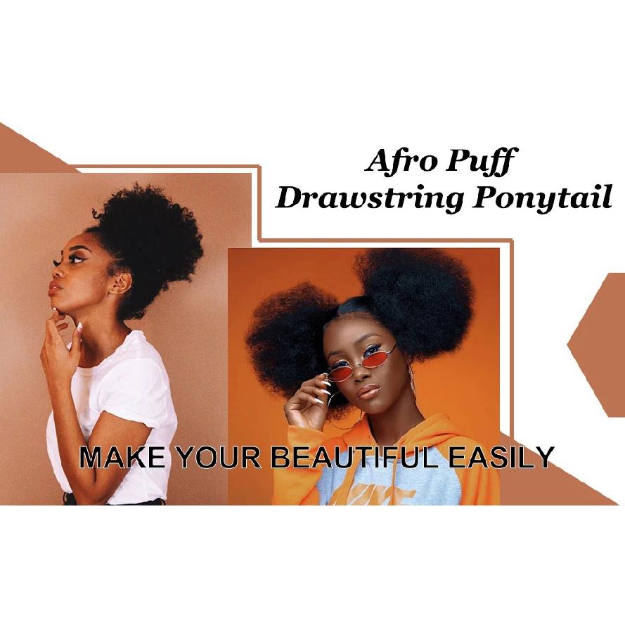 Afro Puff Drawstring Ponytail for Black Women Short Kinky Curly Afro Ponytail Synthetic Hair Puffs Afro Bun Ponytail