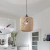 Simulated Rattan Chandelier Lamp Shade Vintage Ceiling Light Cover Bulb Guard Cage for Living Room Bedroom Hotel Restaurant