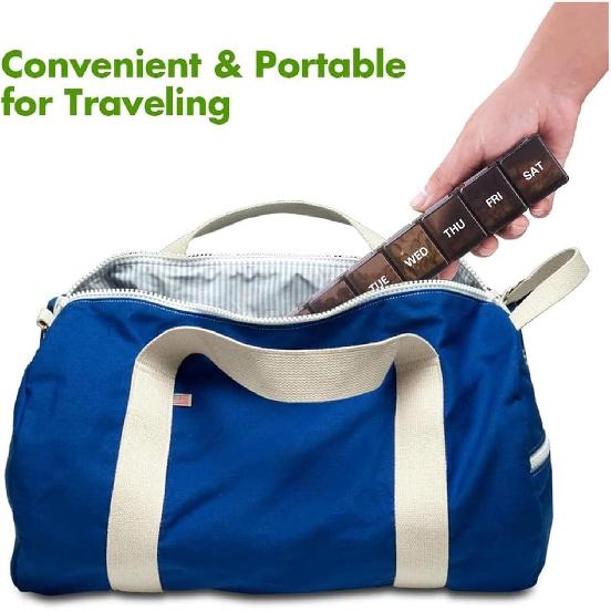 Pill Dispenser Travel Weekly Pill Case, 7 Day Pill Organizer, Daily Pocket Pill Holder for Pills/Vitamin/Fish Oil/Supplements