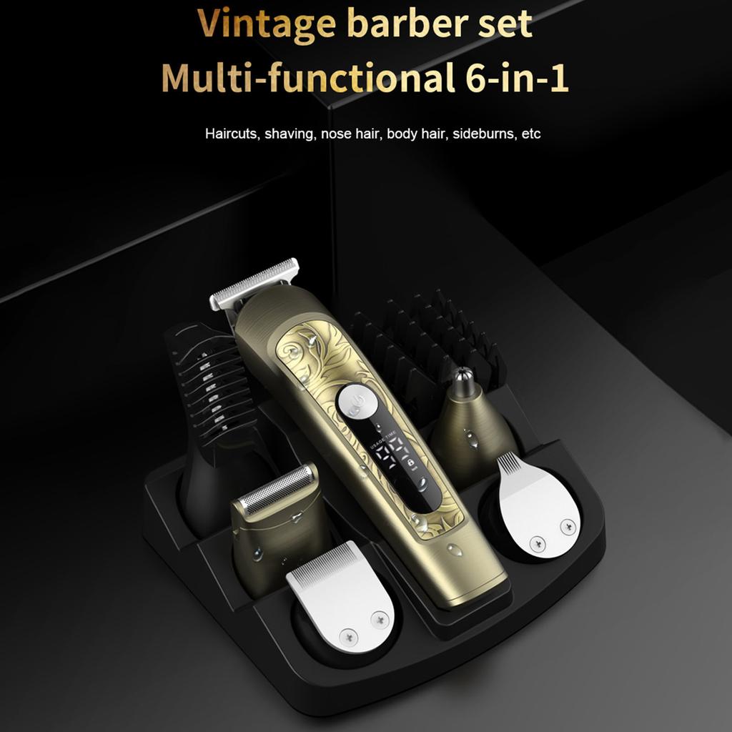 6 in 1 Electric Beard Trimmer Hairdresser Multifunction USB Electric Push Clipper Nose Hair Remover