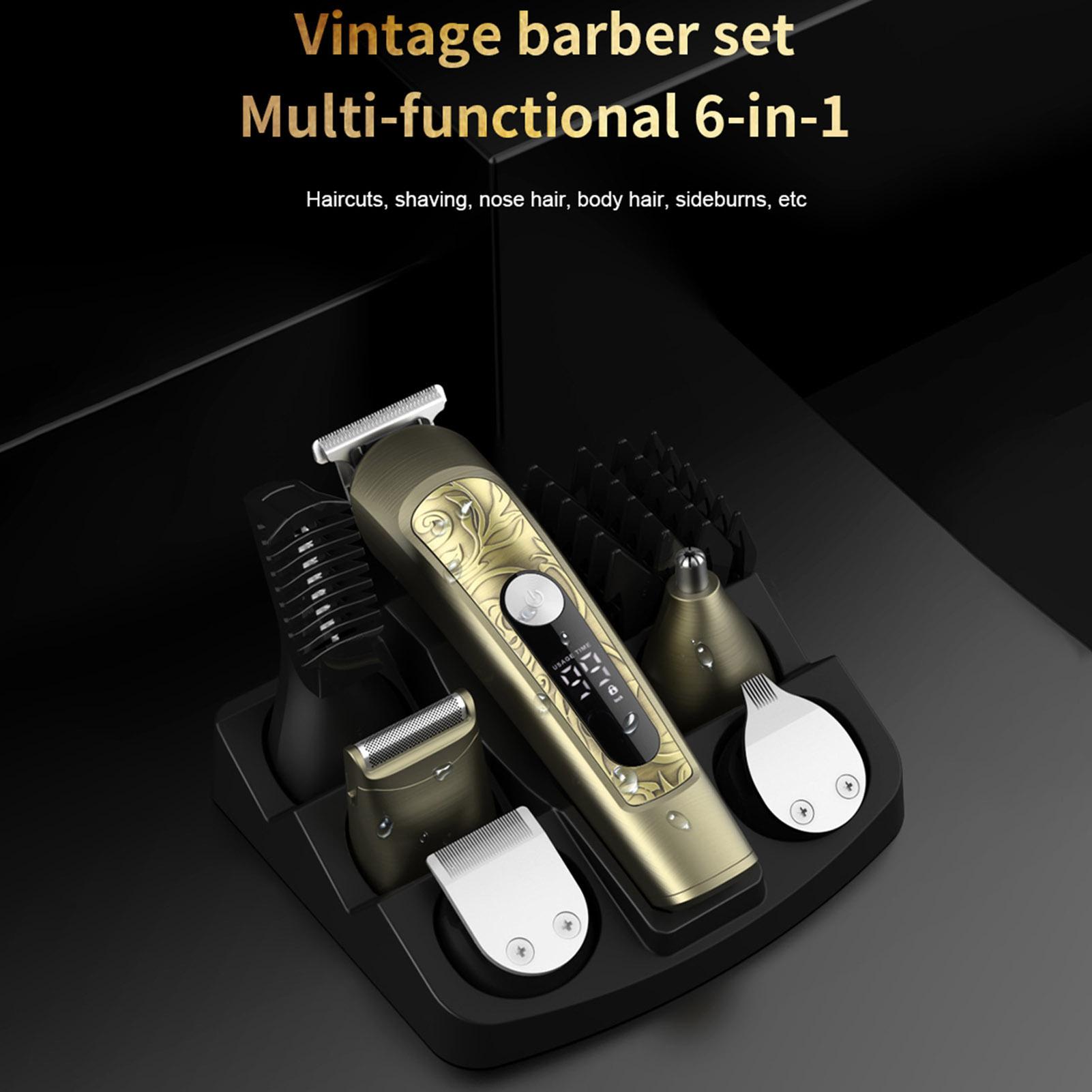 

6 in 1 Electric Beard Trimmer Hairdresser Multifunction USB Electric Push Clipper Nose Hair Remover золотой