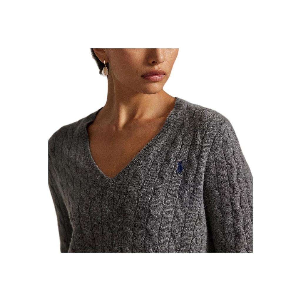 Polo Ralph Lauren Ribbed V-Neck Slim Fit Embroidered Pony Long Sleeve Sweater Women sweater 211888688-501