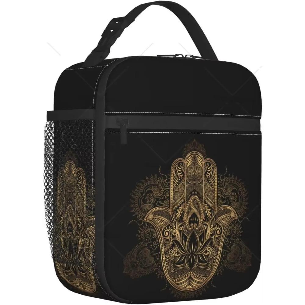 

Сумка для ланча Golden Fatima Hands, многоразовая термосумка для ланча с застежкой-молнией и карманом для работы, путешествий, пикника 26x21x11CM небесно-голубой