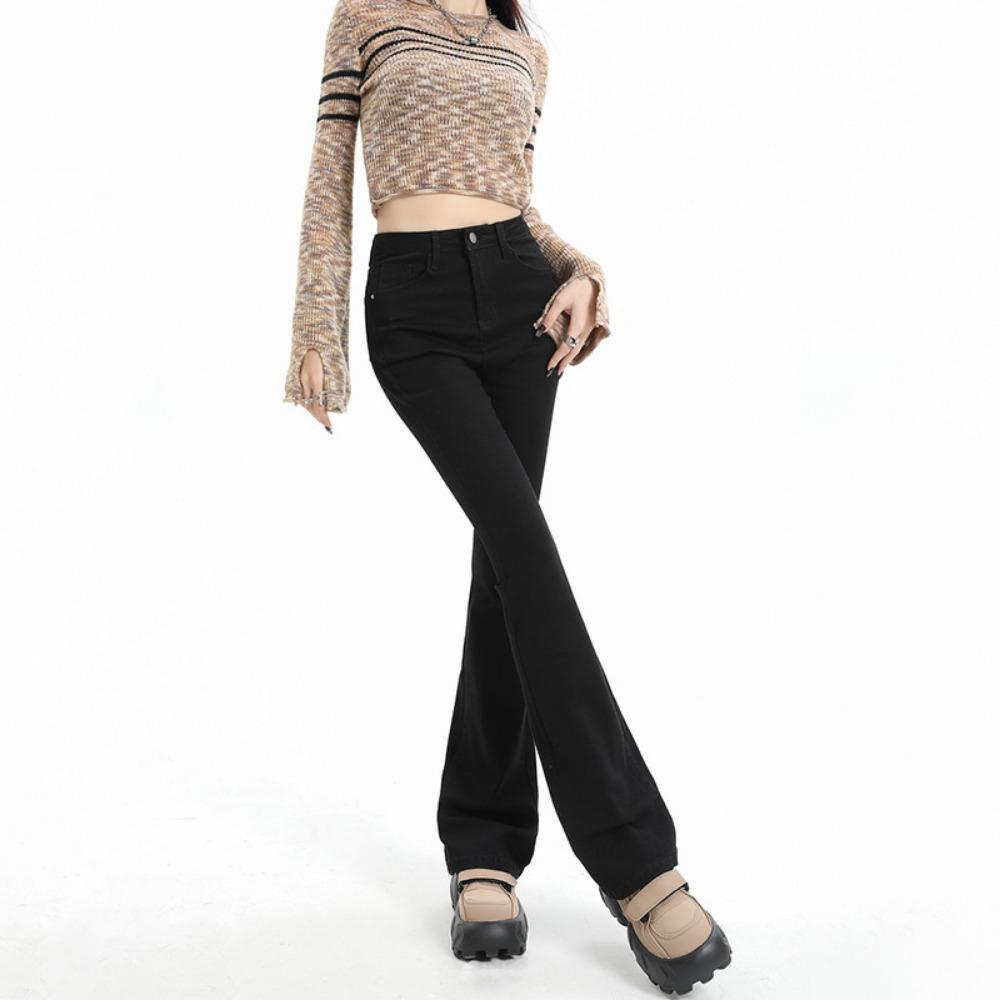Fashion Flared Pants Women's Spring and Autumn New Korean Version of High Waist, Thin and Versatile Casual Small Micro-pull Jeans
