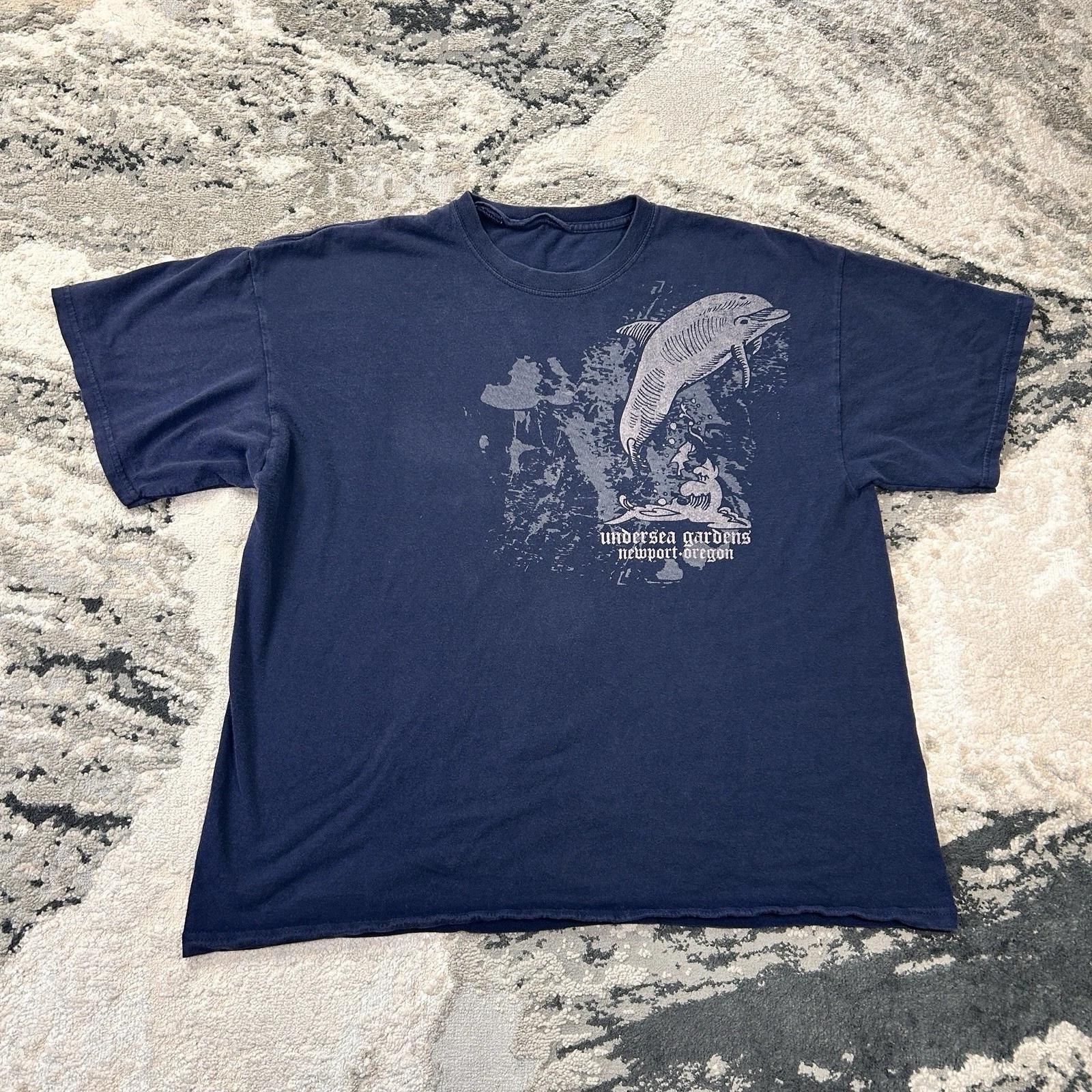 Vintage Y2K Liquid Blue-style Grunge USA Dolphins AOP Graphic NatureTee Sz XL L