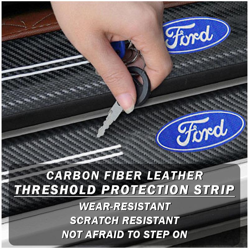 Emblem Carbon Fiber Decal Car Door Sill Protection 3D Sticker Accessory For Ford F150 Focus Ranger Fiesta Transit Mustang Mondeo