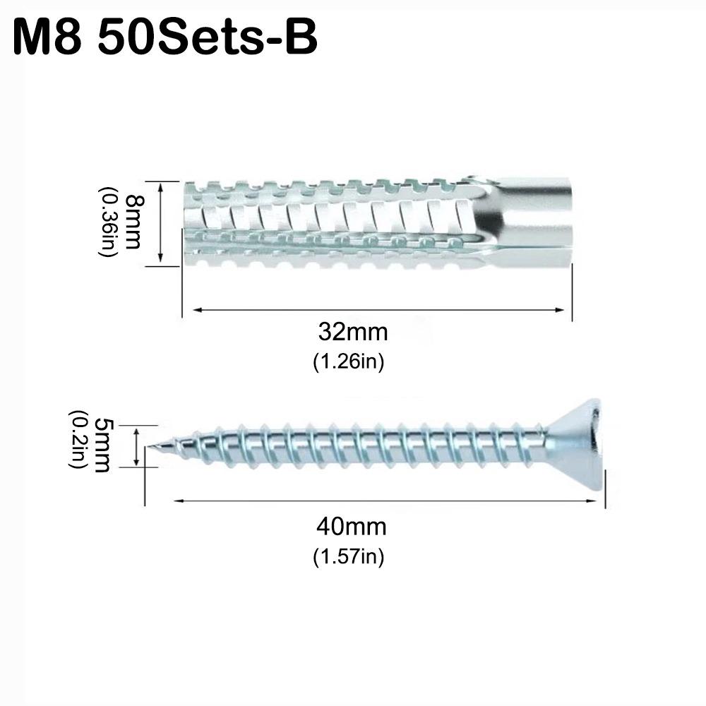 Vroubkované kovové rozpínací trubkové hřebíky Kovové vruty do zdi Nový rozpínací šroub Betonová zeď