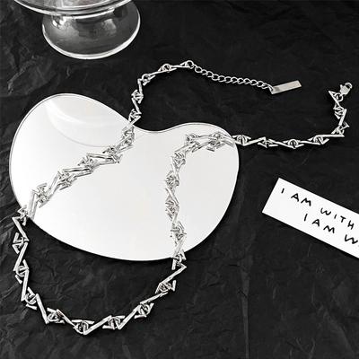 High-End Geometric Splicing Titanium Steel Necklace for Women Summer Ins Hip-Hop European and American Non-Fading Collarbone Chain Trendy Brand