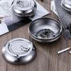 Stainless Steel Ashtray with Lid Detachable Outdoor Cigarettes Tray Holder for Home Bedroom Office Tabletop Decoration Gift
