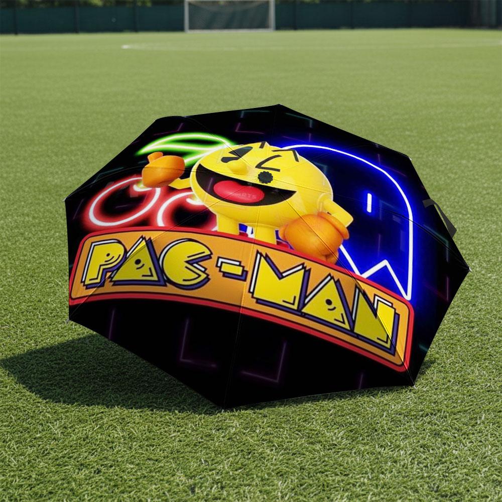 Cartoon Pac-Man Theme Umbrella Compact Portable Folding Umbrella Anti-UV Sunshade Rain Umbrella for Gift