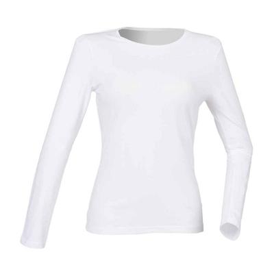 Womens/Ladies Feel Good Plain Stretch Long-Sleeved T-Shirt