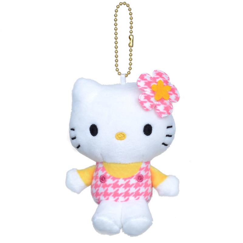 Adorable Cute Sanrio Leopard Print Baby Overalls Cat Plush Keychain Accessory Yellow Leopard