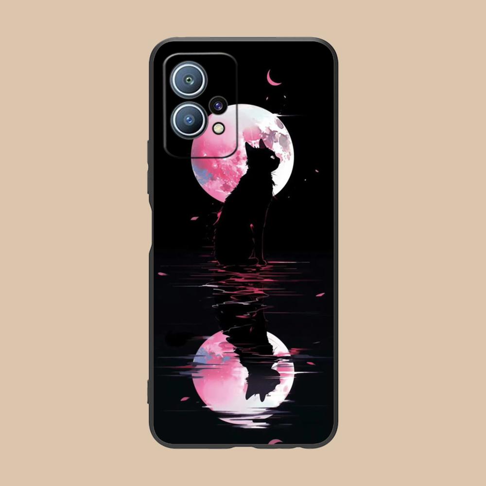 Luna Mond Katze Handyhülle für Huawei P60 P50 P40 P30 P20 P10 P9 P8 Pro Lite Plus Bunte Druckabdeckung Cover Smartphone