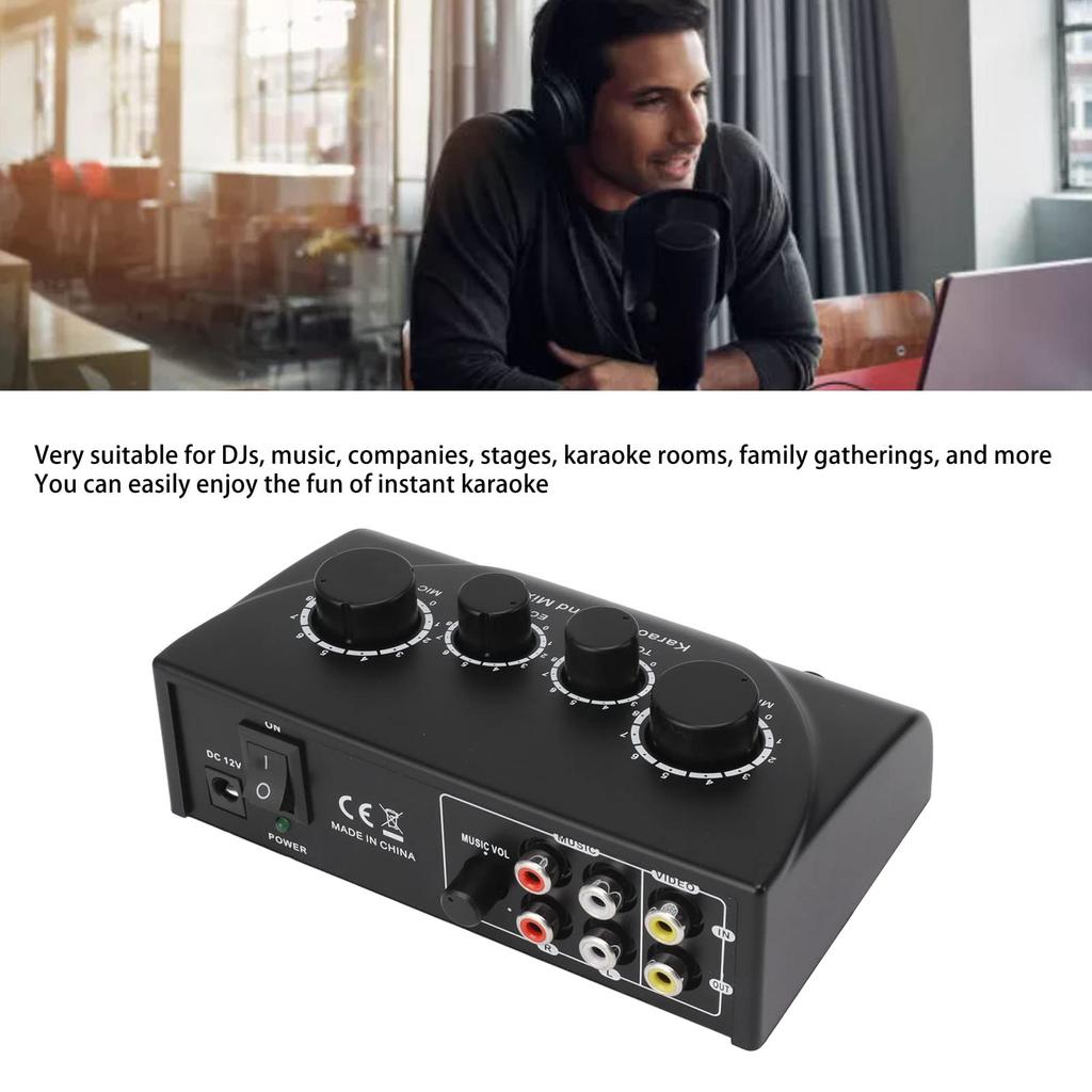 Portable Karaoke Sound AC Speech and ABS 4 Rotary Ideal for Businesses Mixer, 100-240V, Entertainment, Plastic, Dials,