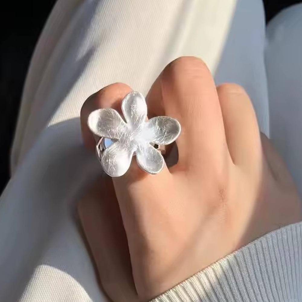 PANJBJ 925 Sterling Silver Geometric Black Stone Rings for Women Girl Korean Simple Adjustable Couple Jewelry Dropshipping