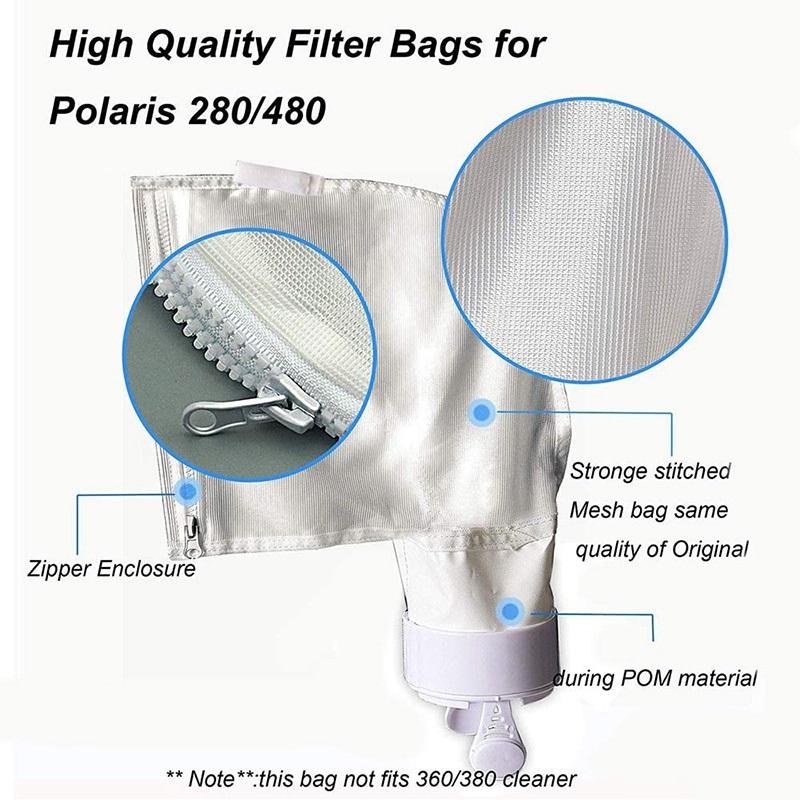 3PCS Zippered Bag Replacement Fits for Polaris 280,480 Pool Cleaner All Purpose Filter Bag Swimming Pool Cleaner Bags