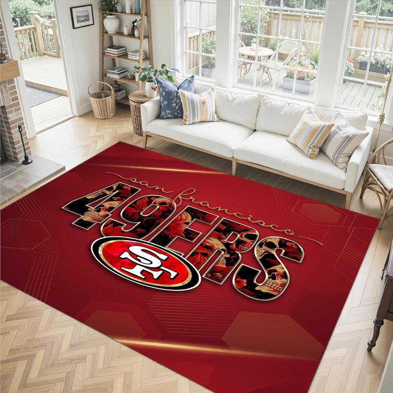 San Francisco 49ers Design Kristall Samt Teppich Gemütlich Nicht?Rutschfester Teppich mit Aufdruck für Schlafzimmer Wohnzimmer Eingang