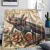 1 pièce Couverture en Flanelle Imprimé Floral Rétro Animal, Haute qualité Toutes Saisons, Décoration de Maison, Chaleur et Confort, Parfait pour les Cadeaux de Noël