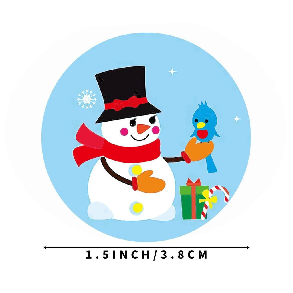 500pcs/roll Christmas Round Snowman Stickers Gift Packaging Sticker